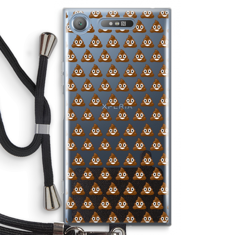 Poop emoji: Sony Xperia XZ1 Transparant Hoesje met koord