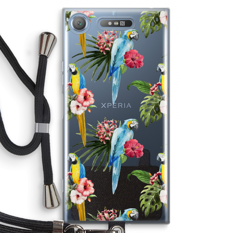 Kleurrijke papegaaien: Sony Xperia XZ1 Transparant Hoesje met koord
