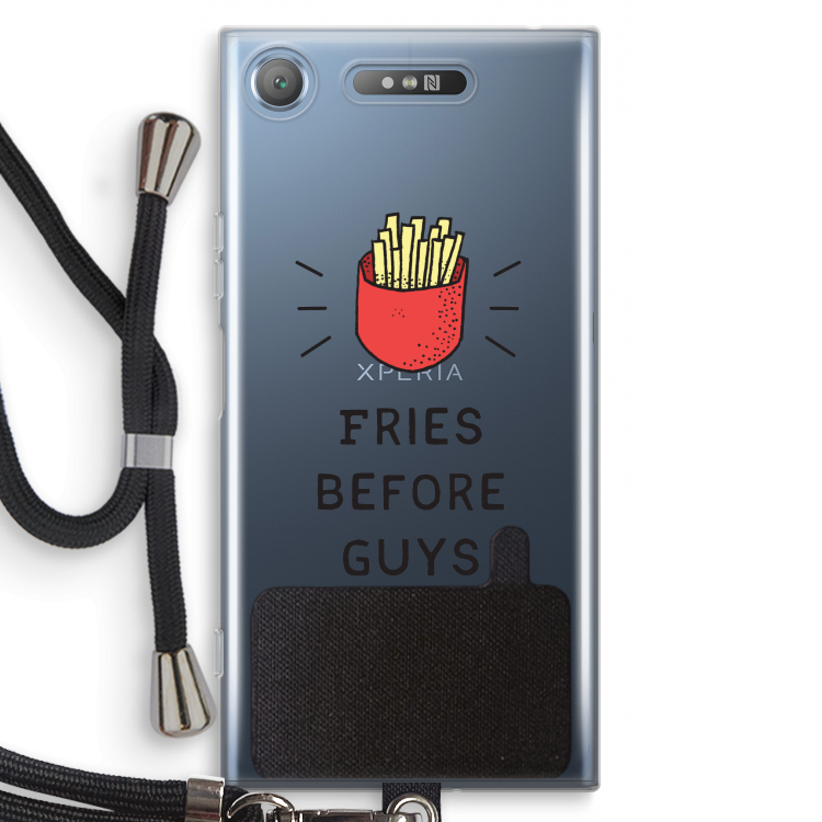 Fries before guys: Sony Xperia XZ1 Transparant Hoesje met koord