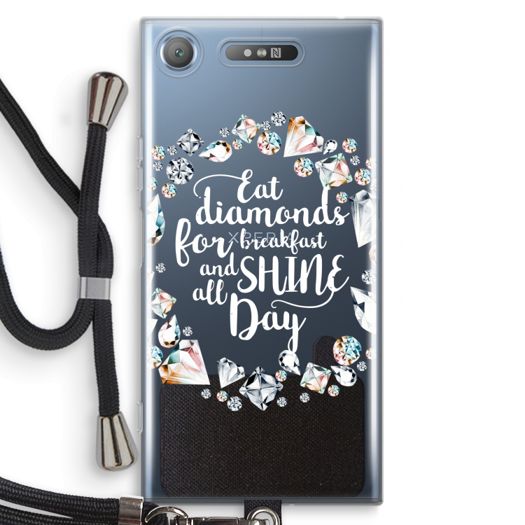Diamonds: Sony Xperia XZ1 Transparant Hoesje met koord
