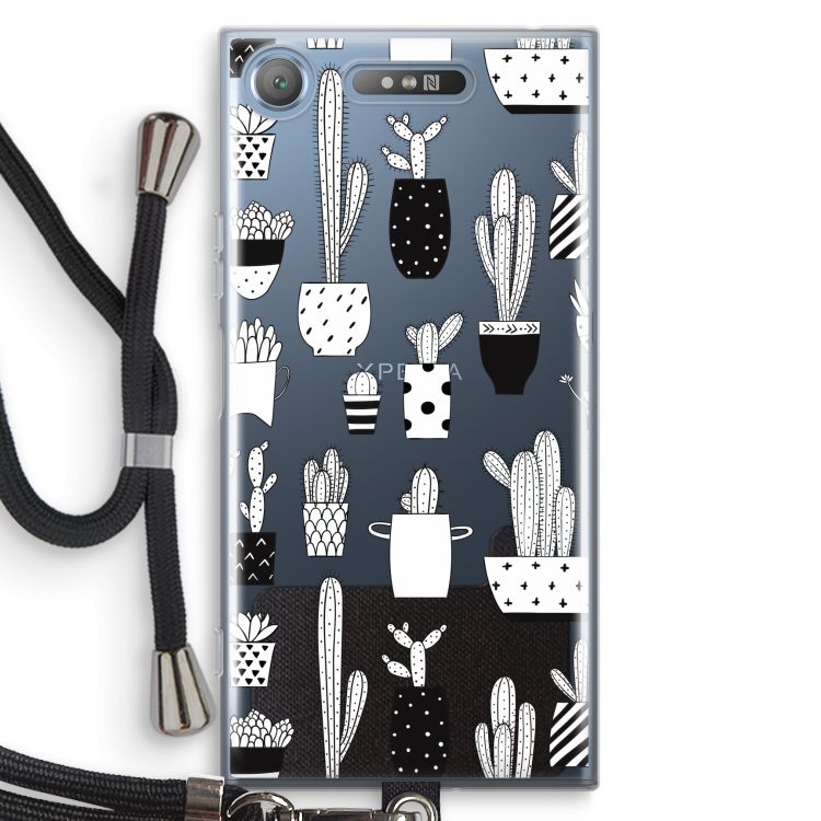 Cactusmotief: Sony Xperia XZ1 Transparant Hoesje met koord