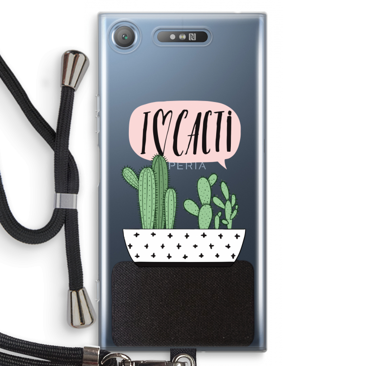 I love cacti: Sony Xperia XZ1 Transparant Hoesje met koord