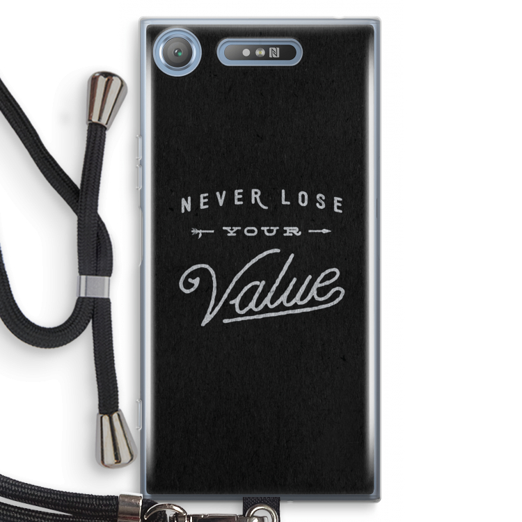 Never lose your value: Sony Xperia XZ1 Transparant Hoesje met koord