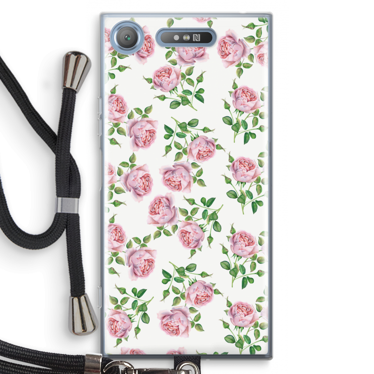 Kleine roosjes: Sony Xperia XZ1 Transparant Hoesje met koord