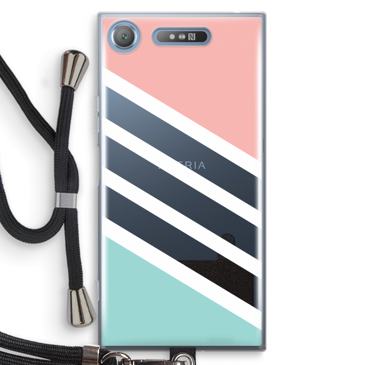 Strepen pastel: Sony Xperia XZ1 Transparant Hoesje met koord
