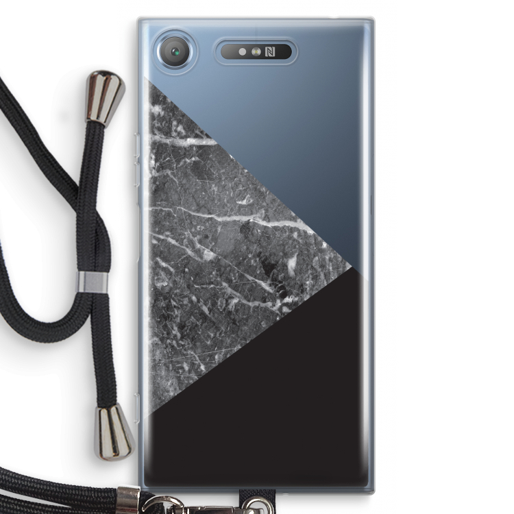 Combinatie marmer: Sony Xperia XZ1 Transparant Hoesje met koord