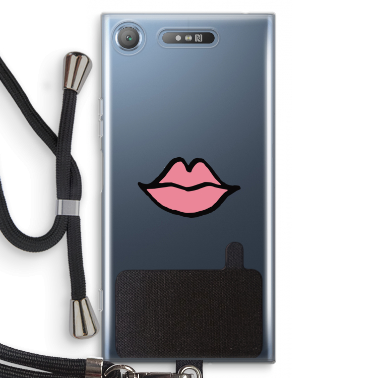 Kusje: Sony Xperia XZ1 Transparant Hoesje met koord