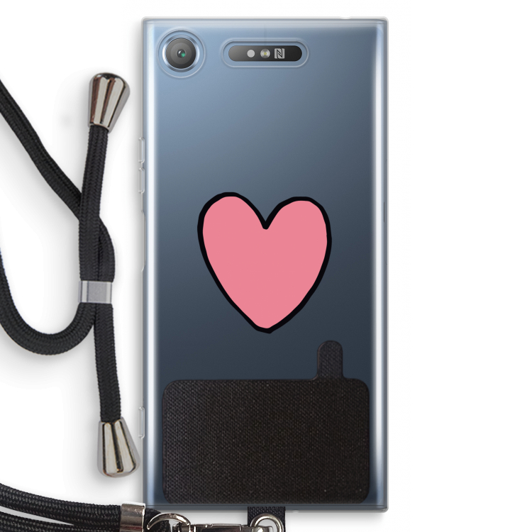 Hartje: Sony Xperia XZ1 Transparant Hoesje met koord