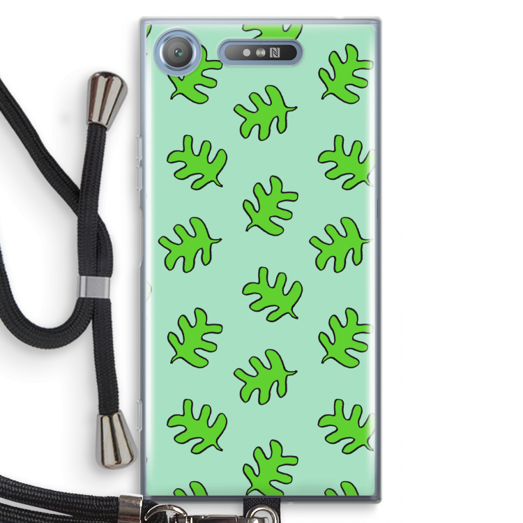Groene blaadjes: Sony Xperia XZ1 Transparant Hoesje met koord