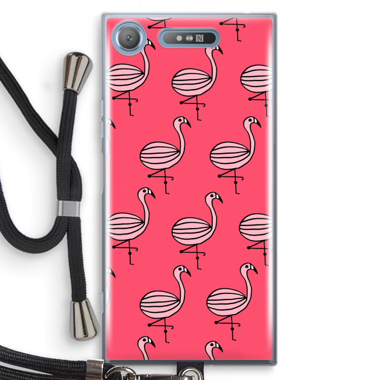 Flamingo: Sony Xperia XZ1 Transparant Hoesje met koord