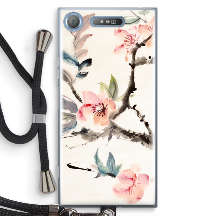Japanse bloemen: Sony Xperia XZ1 Transparant Hoesje met koord