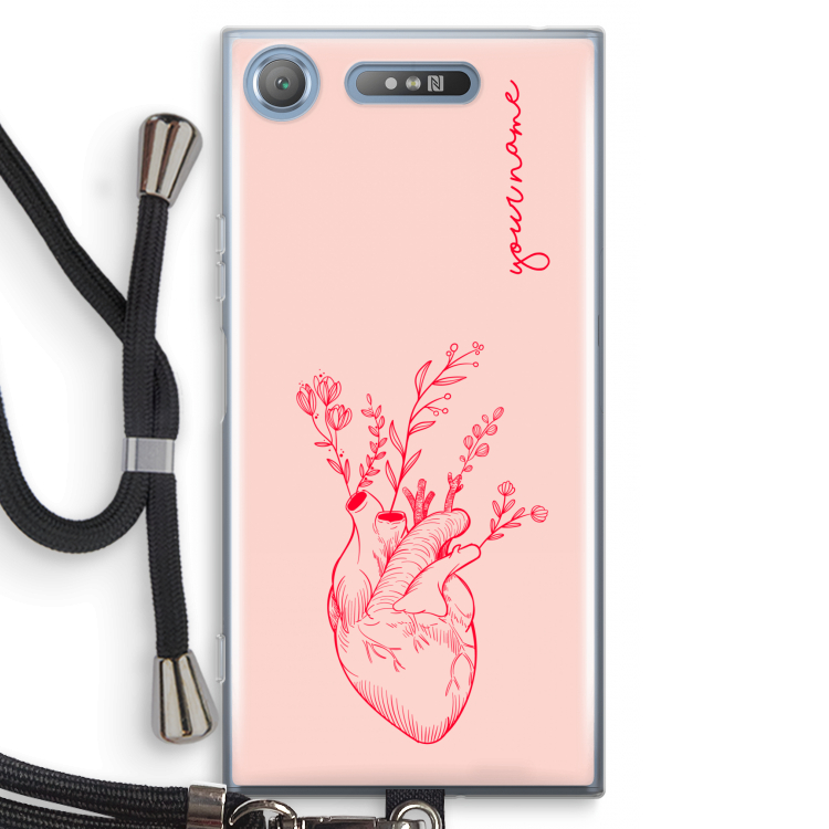 Blooming Heart: Sony Xperia XZ1 Transparant Hoesje met koord