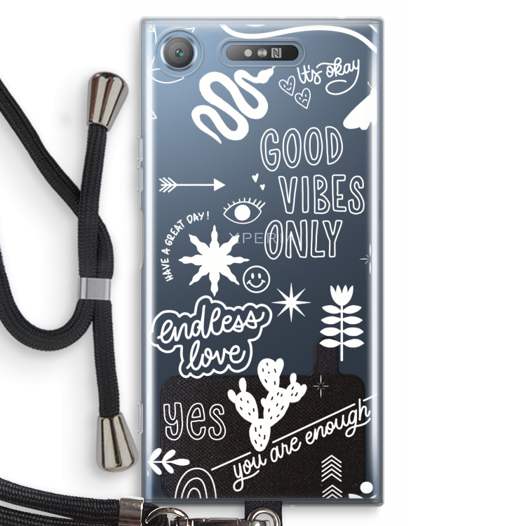 Good vibes: Sony Xperia XZ1 Transparant Hoesje met koord