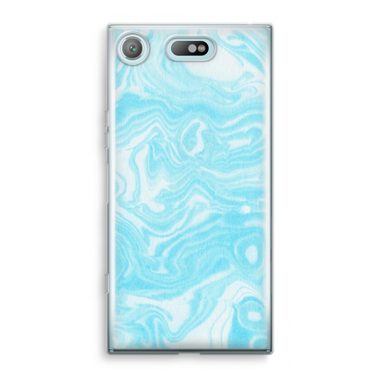 Waterverf blauw: Sony Xperia XZ1 Compact Transparant Hoesje