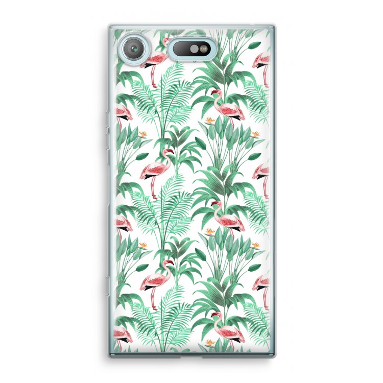 Flamingo bladeren: Sony Xperia XZ1 Compact Transparant Hoesje