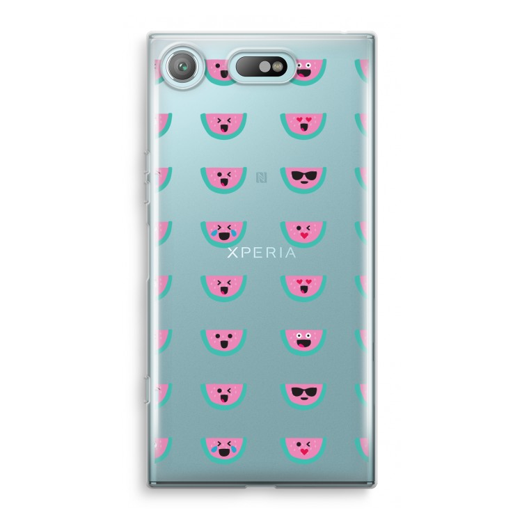 Smiley watermeloenprint: Sony Xperia XZ1 Compact Transparant Hoesje