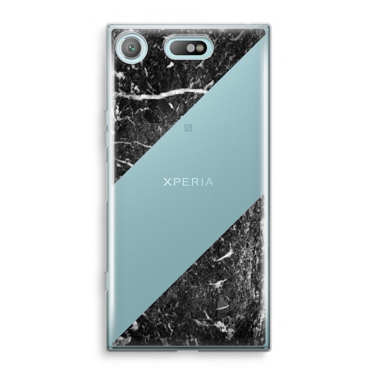Zwart marmer: Sony Xperia XZ1 Compact Transparant Hoesje