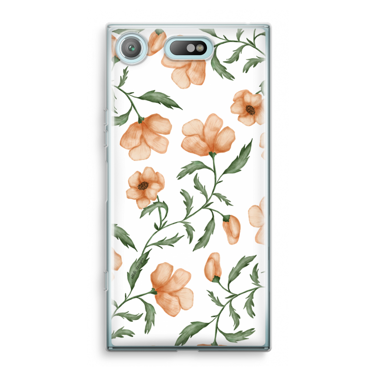 Peachy flowers: Sony Xperia XZ1 Compact Transparant Hoesje