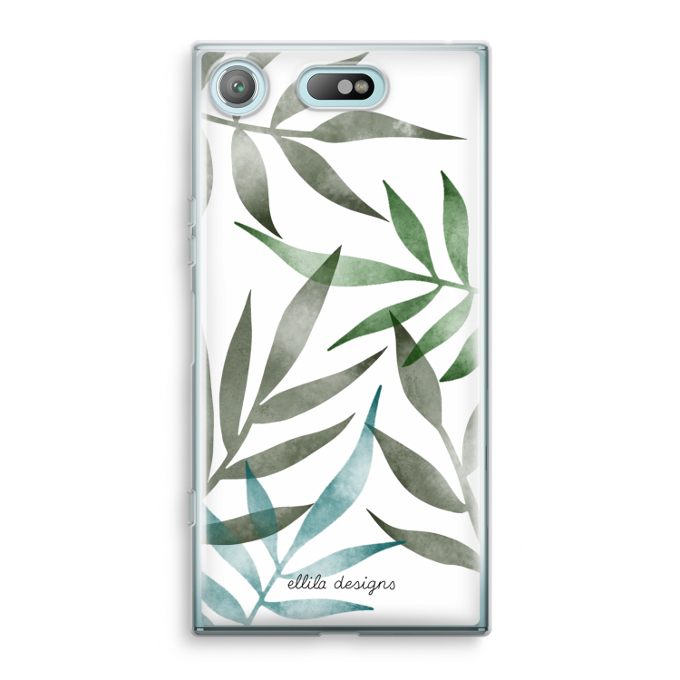 Tropical watercolor leaves: Sony Xperia XZ1 Compact Transparant Hoesje