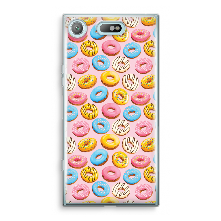 Pink donuts: Sony Xperia XZ1 Compact Transparant Hoesje