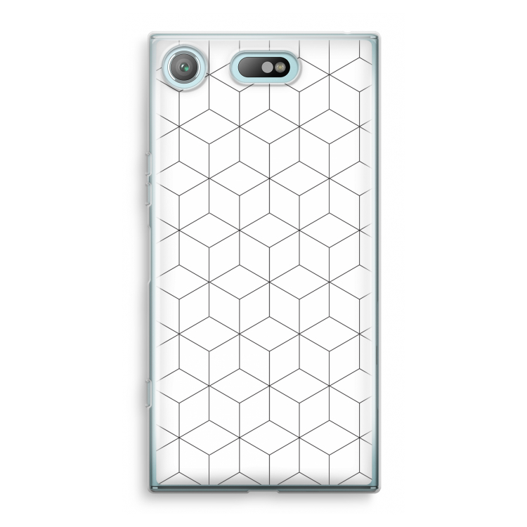 Zwart-witte kubussen: Sony Xperia XZ1 Compact Transparant Hoesje