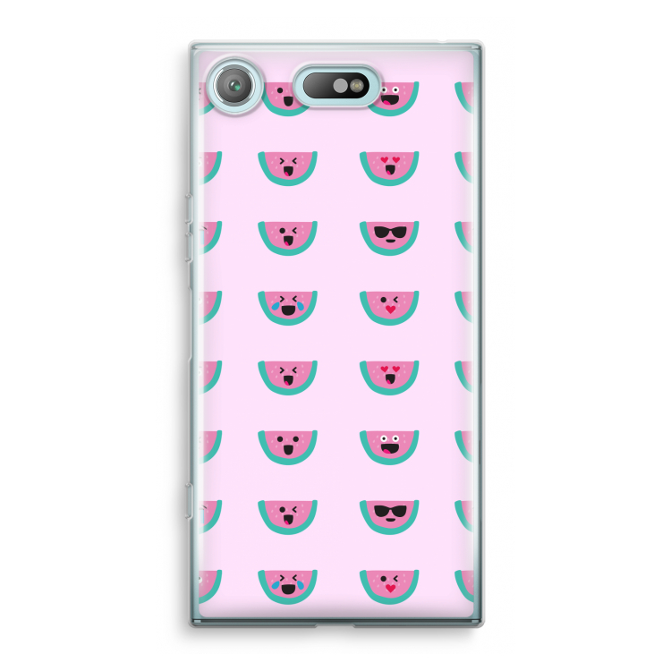 Smiley watermeloenprint: Sony Xperia XZ1 Compact Transparant Hoesje