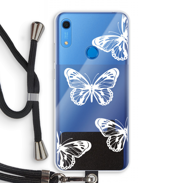 White butterfly: Huawei Y6s Transparant Hoesje met koord
