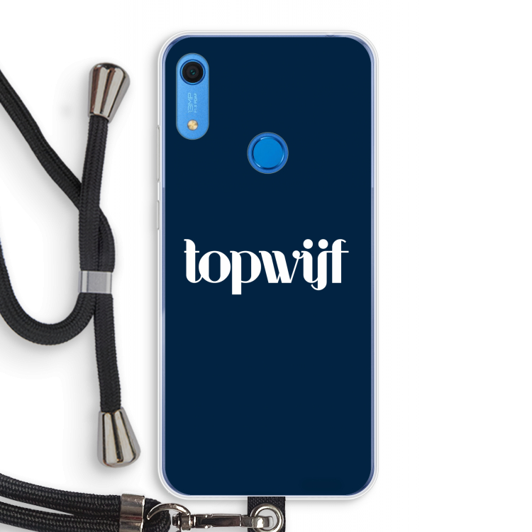 Topwijf Navy: Huawei Y6s Transparant Hoesje met koord