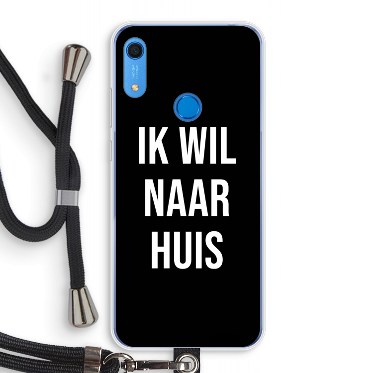 Ik wil naar huis - Zwart: Huawei Y6s Transparant Hoesje met koord