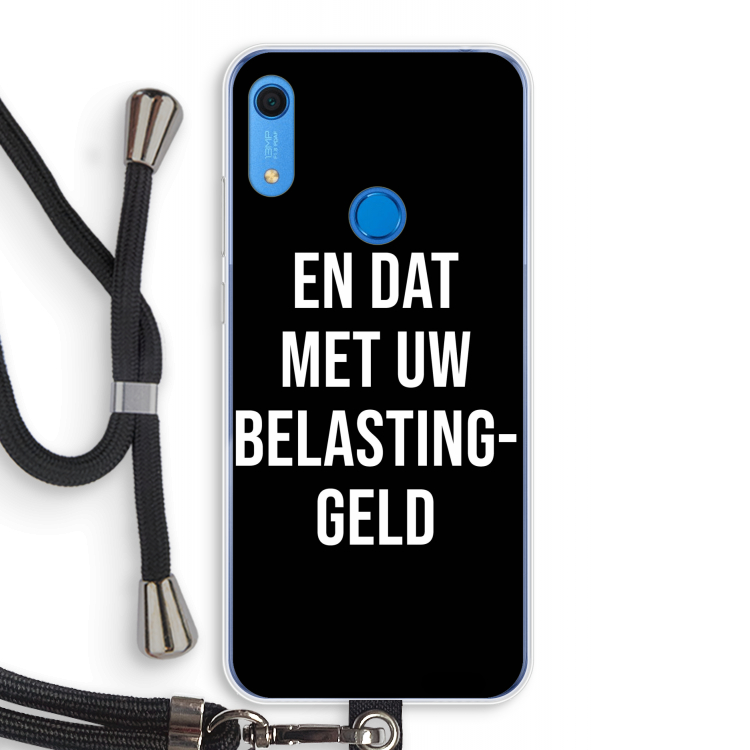 Belastinggeld - Zwart: Huawei Y6s Transparant Hoesje met koord
