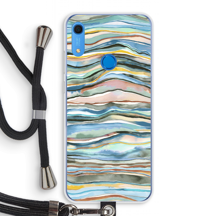 Watercolor Agate: Huawei Y6s Transparant Hoesje met koord