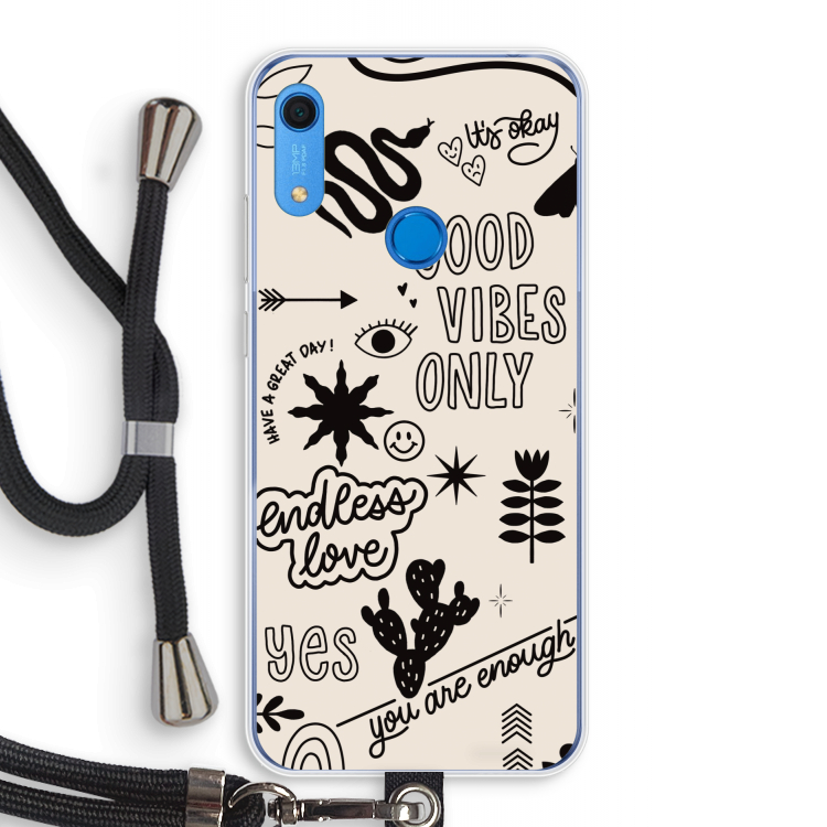 Good vibes: Huawei Y6s Transparant Hoesje met koord
