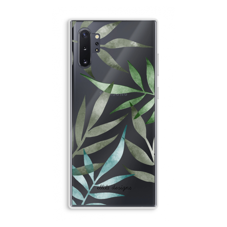 Tropical watercolor leaves: Samsung Galaxy Note 10 Plus Transparant Hoesje