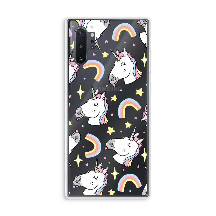 Rainbow Unicorn: Samsung Galaxy Note 10 Plus Transparant Hoesje