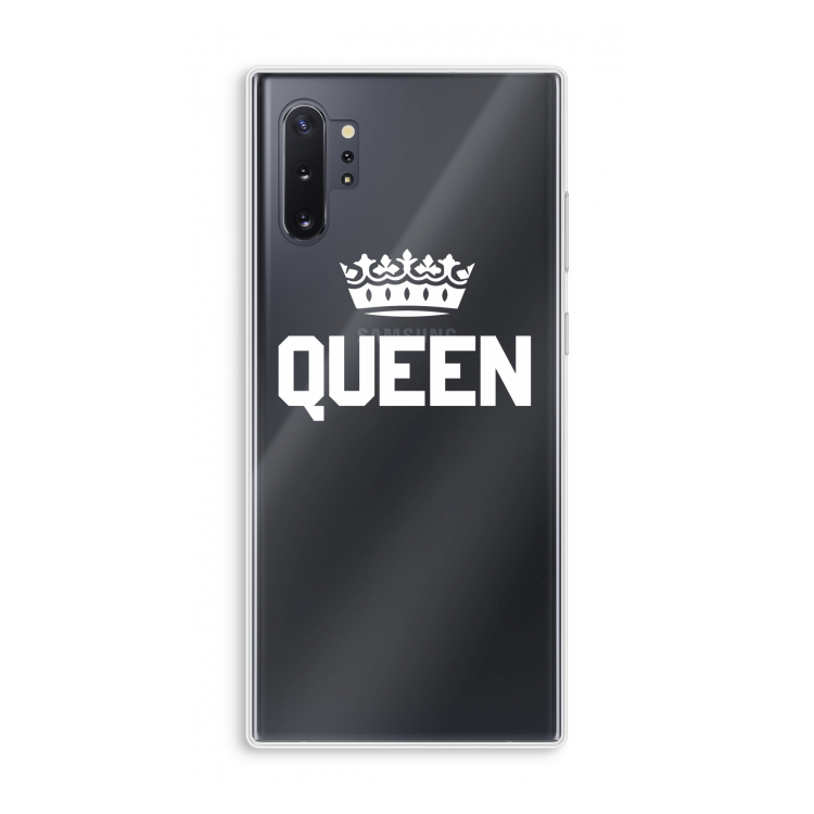 Queen zwart: Samsung Galaxy Note 10 Plus Transparant Hoesje