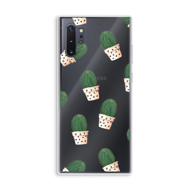Cactusprint roze: Samsung Galaxy Note 10 Plus Transparant Hoesje