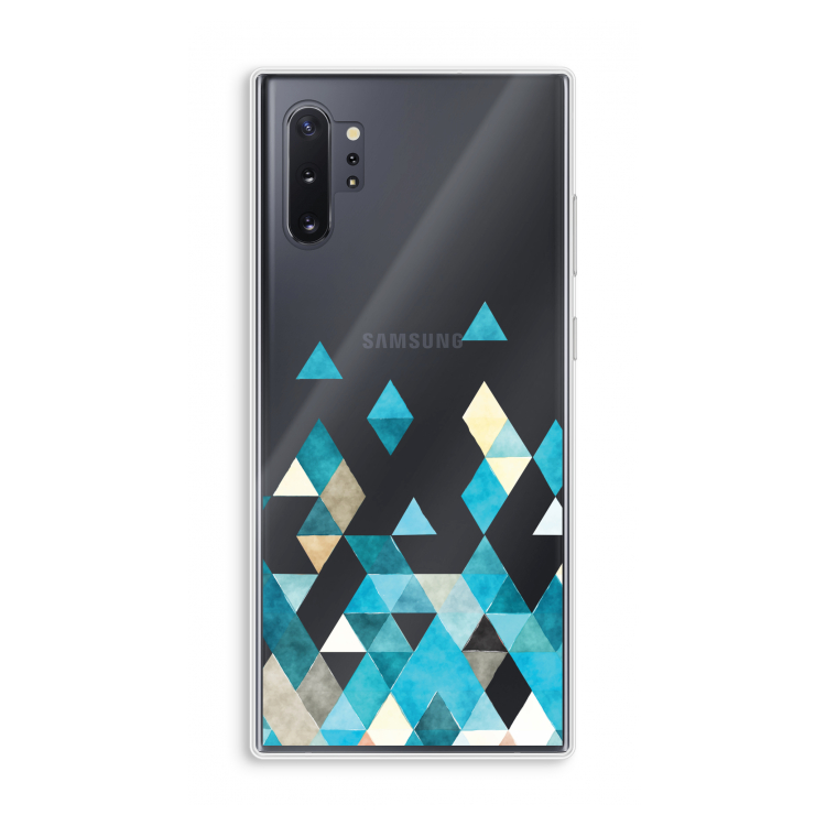Gekleurde driehoekjes blauw: Samsung Galaxy Note 10 Plus Transparant Hoesje