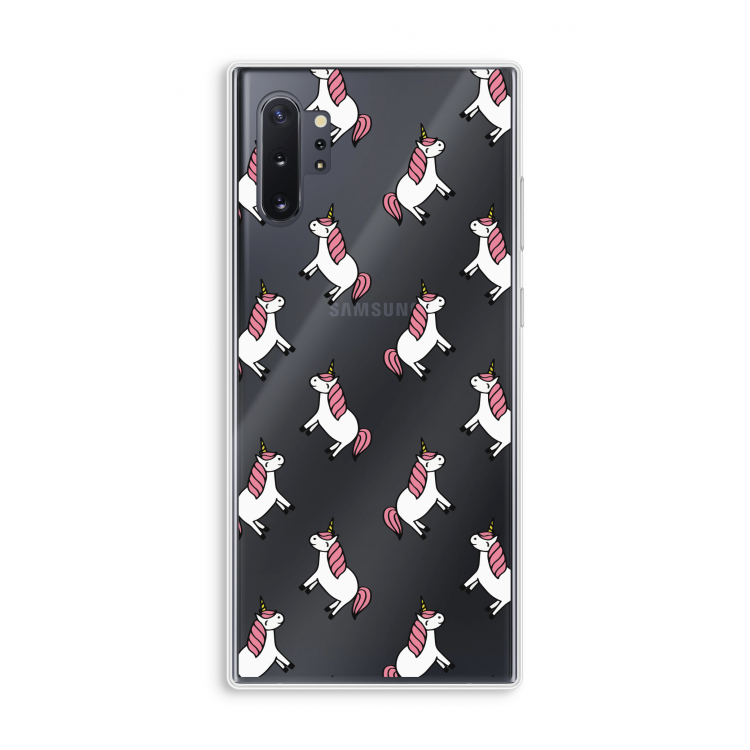 Eenhoorns overal: Samsung Galaxy Note 10 Plus Transparant Hoesje