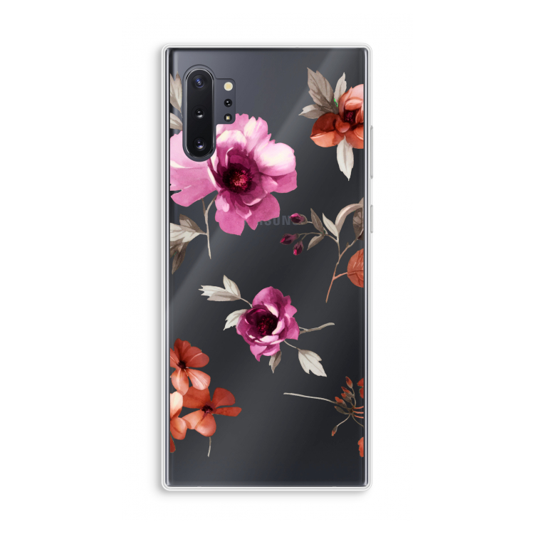 Geschilderde bloemen: Samsung Galaxy Note 10 Plus Transparant Hoesje