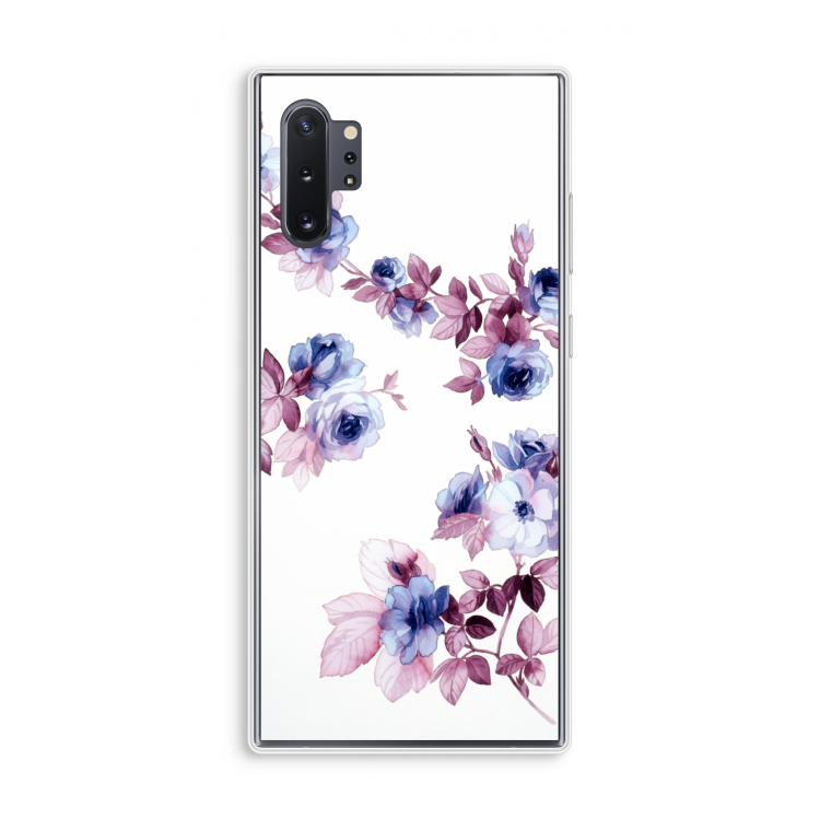 Waterverf bloemen: Samsung Galaxy Note 10 Plus Transparant Hoesje