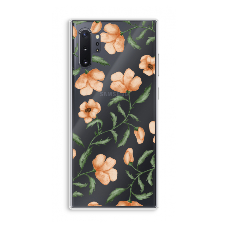 Peachy flowers: Samsung Galaxy Note 10 Plus Transparant Hoesje