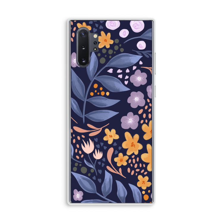 Flowers with blue leaves: Samsung Galaxy Note 10 Plus Transparant Hoesje