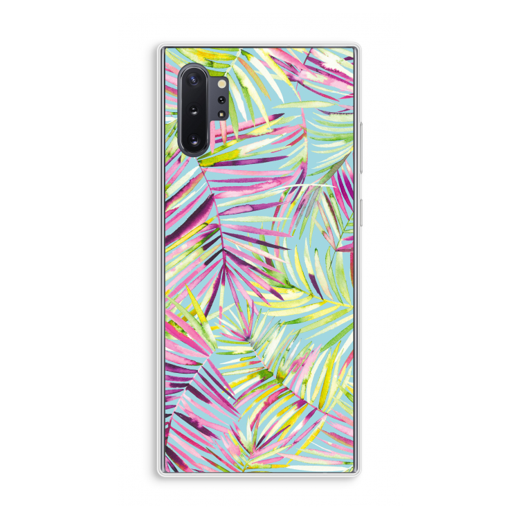 Tropical Palms Blue: Samsung Galaxy Note 10 Plus Transparant Hoesje