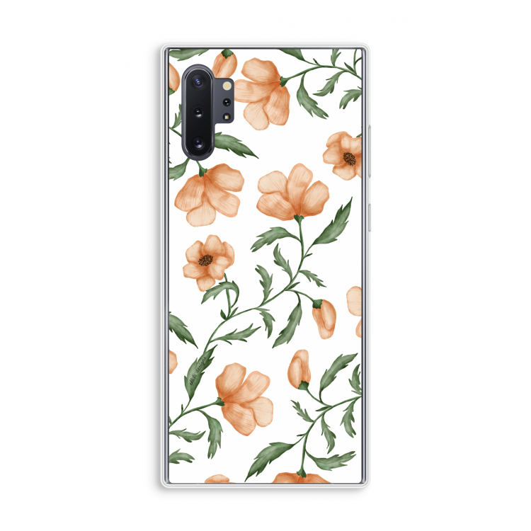 Peachy flowers: Samsung Galaxy Note 10 Plus Transparant Hoesje