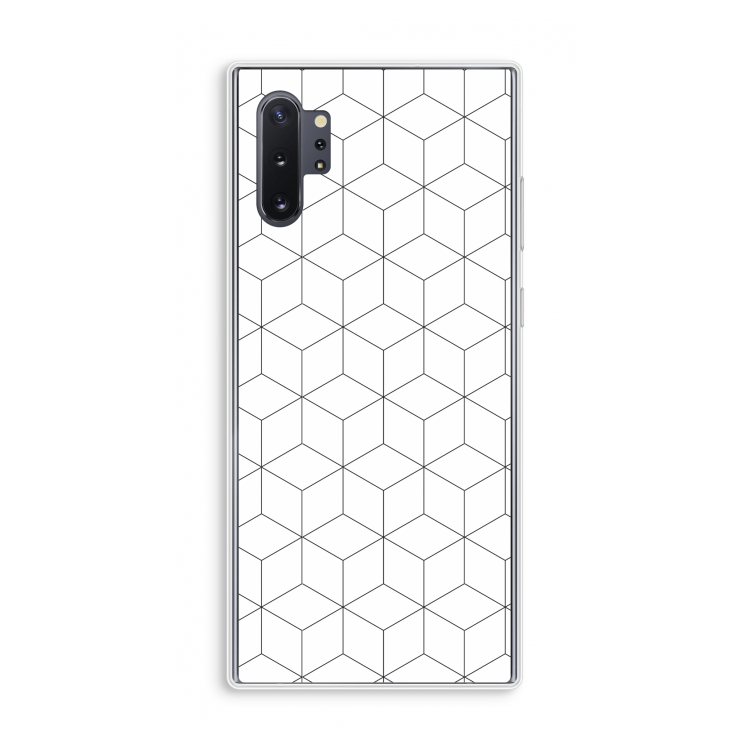 Zwart-witte kubussen: Samsung Galaxy Note 10 Plus Transparant Hoesje