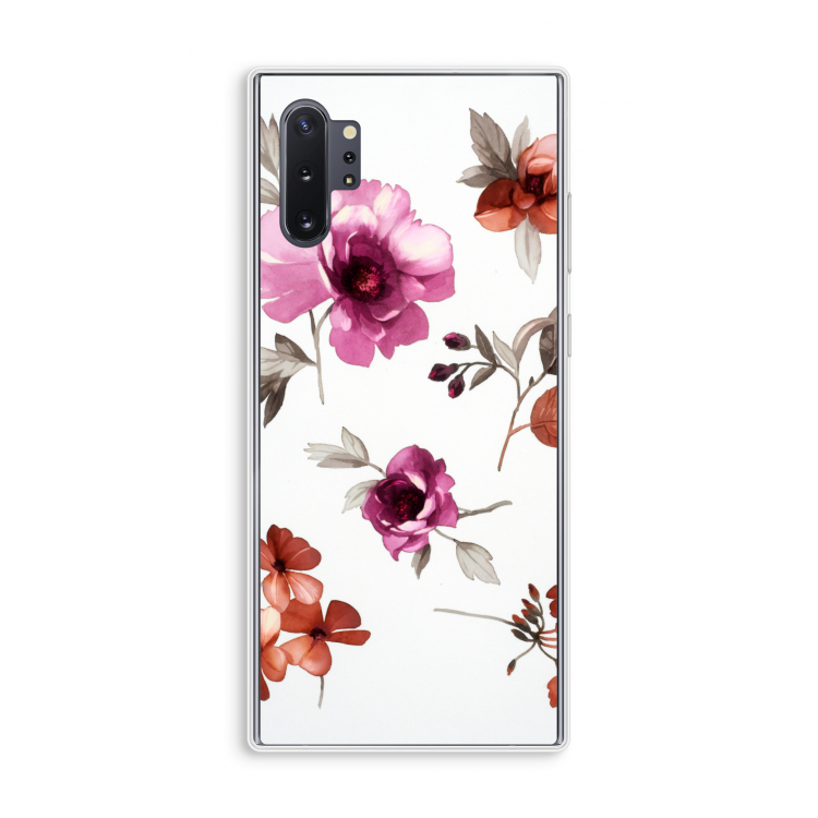 Geschilderde bloemen: Samsung Galaxy Note 10 Plus Transparant Hoesje