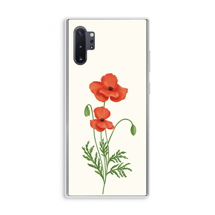 Red poppy: Samsung Galaxy Note 10 Plus Transparant Hoesje