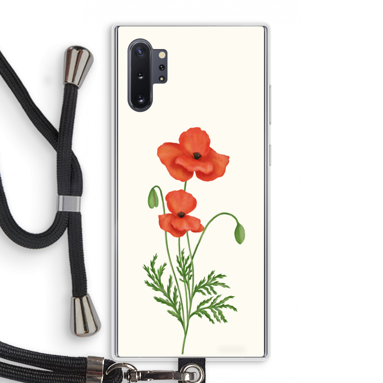 Red poppy: Samsung Galaxy Note 10 Plus Transparant Hoesje met koord
