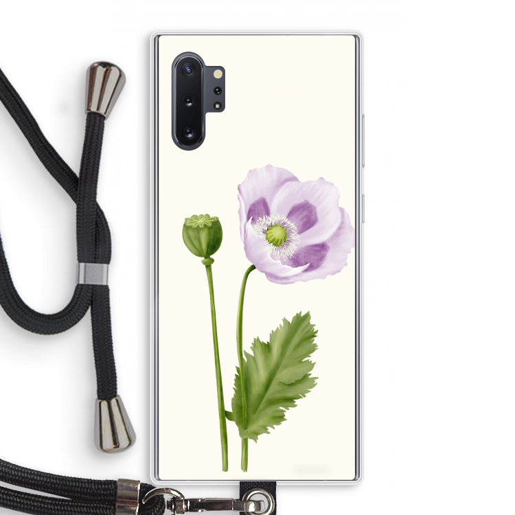 Purple poppy: Samsung Galaxy Note 10 Plus Transparant Hoesje met koord