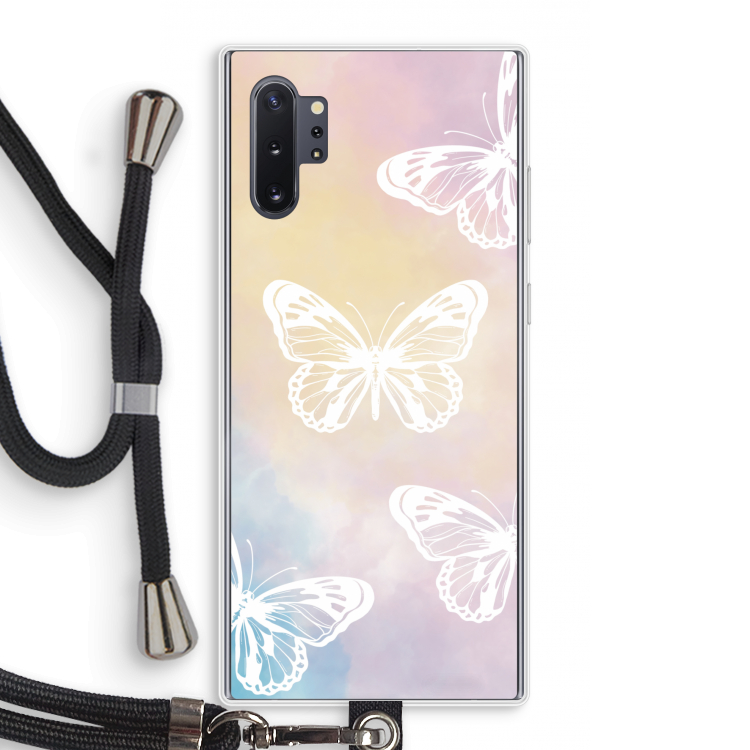 White butterfly: Samsung Galaxy Note 10 Plus Transparant Hoesje met koord